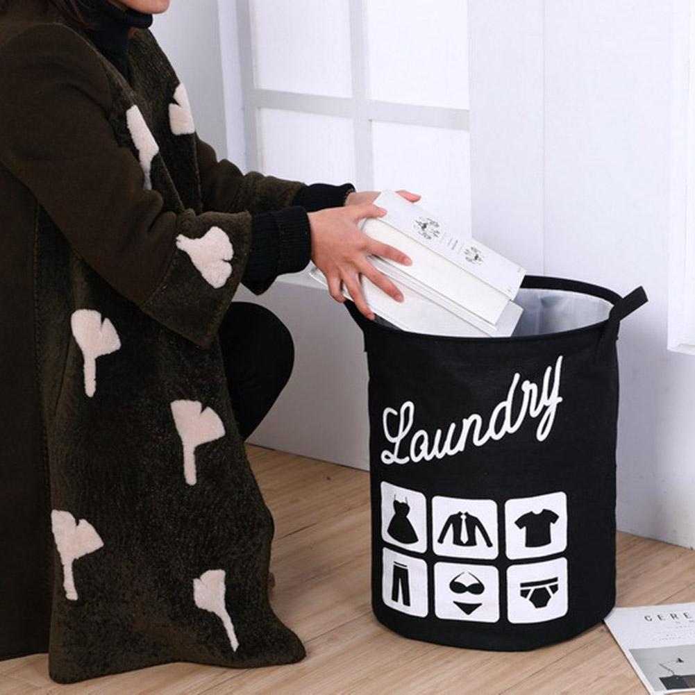 Vikbar Tvättkorg i Tyg Bomullstvätt Stor Väska Hopfällbar Förvaringskorg