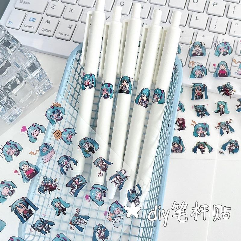 Anime Hatsune Miku Transparent Sticker Cartoon Peripheral Decorative Sticker Notebook Pen Mobile Phone Case Waterproof Stickers