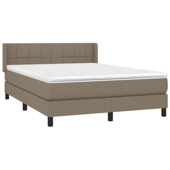3129717 vidaXL Divan Bed with Mattress Taupe 140x200 Cm Fabric