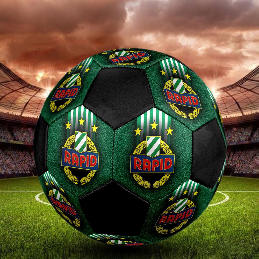 Rapid Wien Size 5 Soccer Ball, Machine-Stitched PVC, Durable & High Bounce, All Ages Fit, Fan Merchandise, Matches & Outdoor Use.