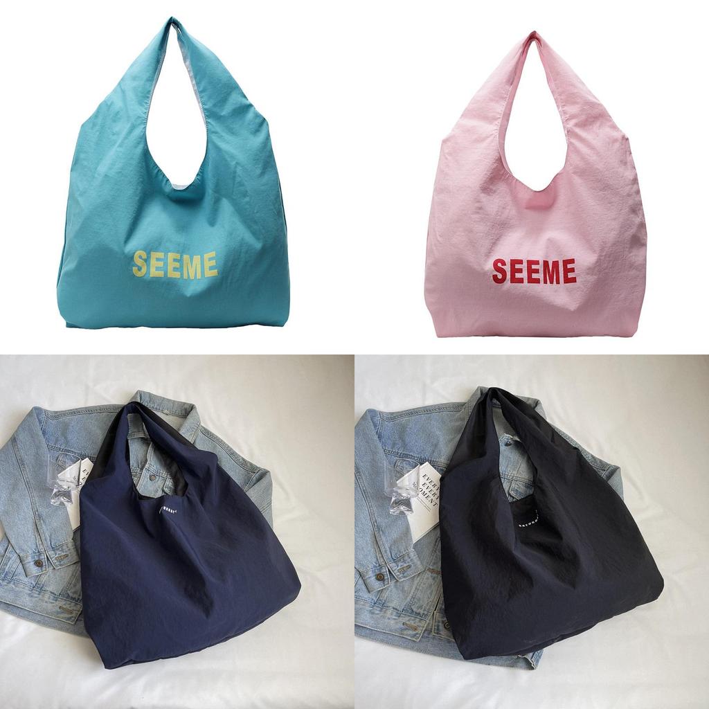 Nylon Tote Bag With Letter Print For Casual Daily Use Large Capacity Shoulder Bag