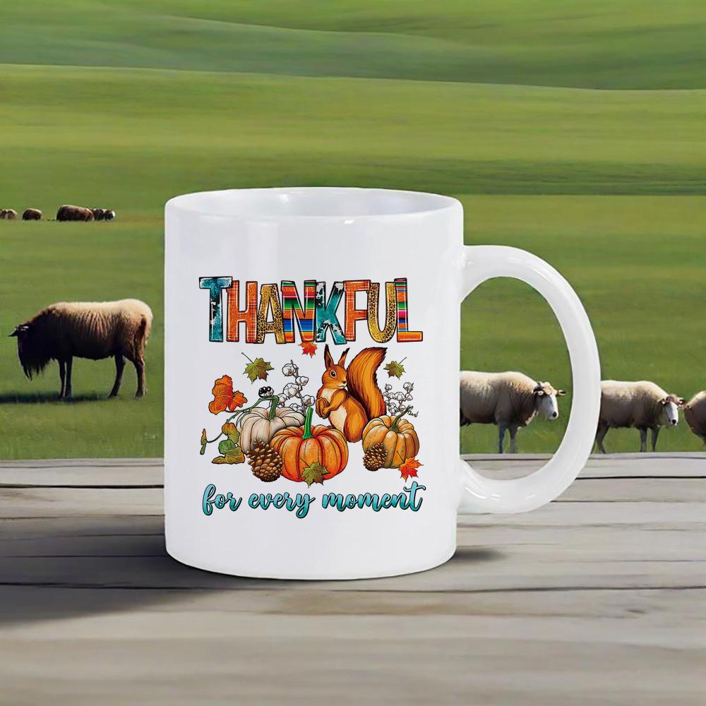 Thanksgiving Mug Thanksful Ceramic Mugs Fall Themed Coffee Mug Harvest Beer Cup Juice Cups for Home Office Personalized Gift Bar