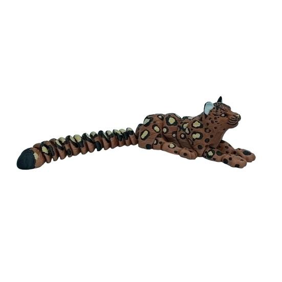 3D Printed Leopard Figurine Movable Joints Leopard Figure Articulated Animal Model Fidget Toy Home Office Bookshelf Decoration Ornament