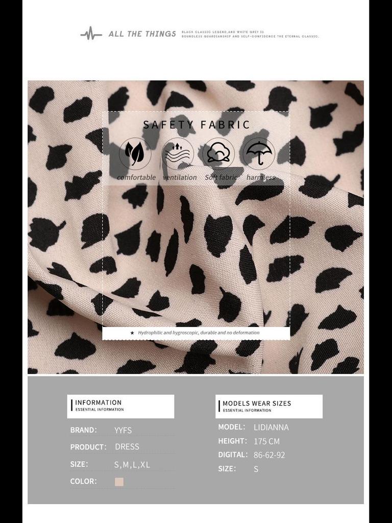 European and American V-neck Leopard Print Plus Size Summer Beach Dress