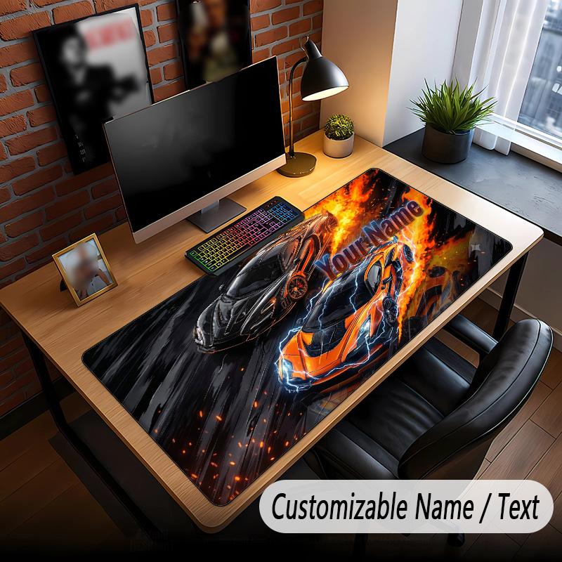 Fire Flames Theme Custom Mouse Pad Personalized With Name Text Customized Desk Mat For Office Home Decor