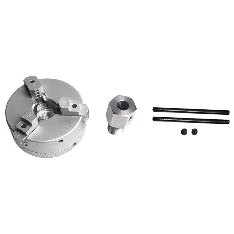 ABGR-Aluminum Alloy For Lathe Bench Grinder Mini Three Jaw Chuck For Electric Drill Self Centering Woodworking Turning Tool