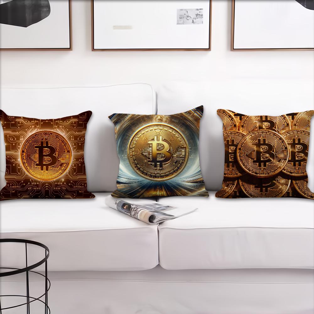 Crypto Currency Bitcoin Btc Pillow Case Living Room Home Sofa Office Shop Cover Printing Comfort Decoration Nordic Simplicity