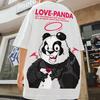 Men's Japanese Casual Love Panda Graphic Printed T-Shirt Streetwear Hip Hop Unisex Sports Tees Shirts