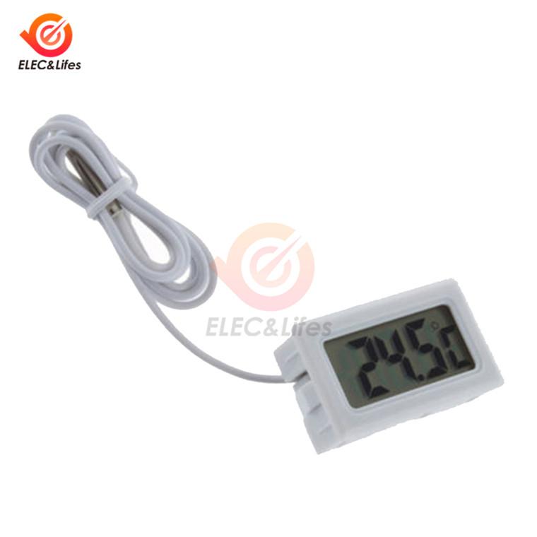 

Embedded Electronic Digital Thermometer mini digital LCD Temperature Meter with 1m Probe cable temperature Sensor Tester білий