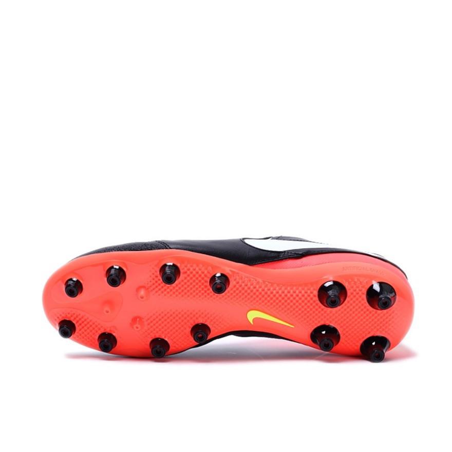 Nike Tiempo Genio 2 Wygodne Wszechstronne AG (Gumowe krótkie kołki) Amortyzujące Trwałe Buty Piłkarskie Męskie Buty Piłkarskie Czarne Pomarańczowe 844399-018