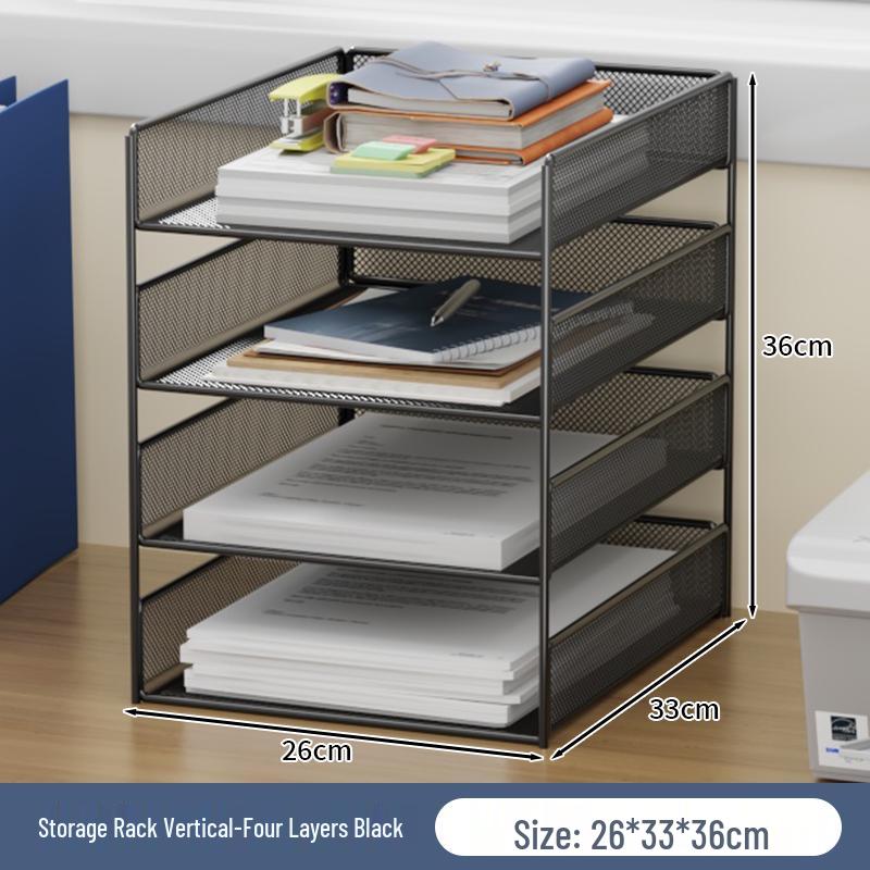 Multi-Layer Desktop File Organizer: A4 Rack & Storage Shelf for Office