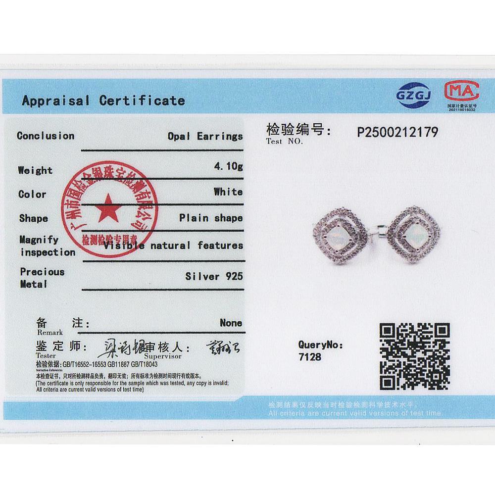 925 sterling silver earrings October Birthstone natural cushion 4.0mm Ethiopia Opal fine jewelry for women's Festival party wear