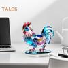 Decorazione da tavolo in acrilico con gufo, gallo, aquila, ornamento piatto 2D, con base per tavolo da ufficio, decorazione per caminetto