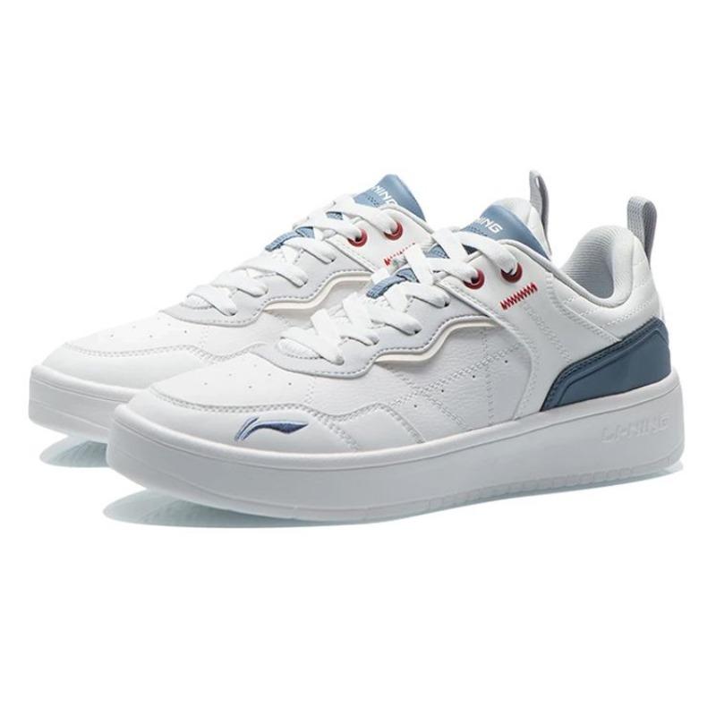 Li Ning Xian Chu Leather Trendy Casual Lightweight Breathable Low-Top Skate Shoes Men Sneakers White Blue AGCR315-1