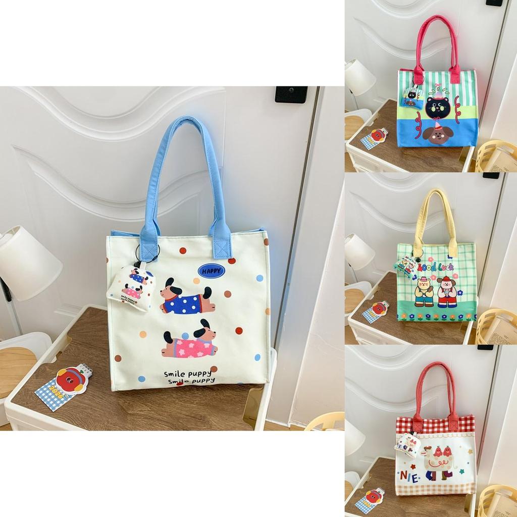 Dinosaur Cat Animal Pattern Canvas Lunch Bag For Kids And Toddlers