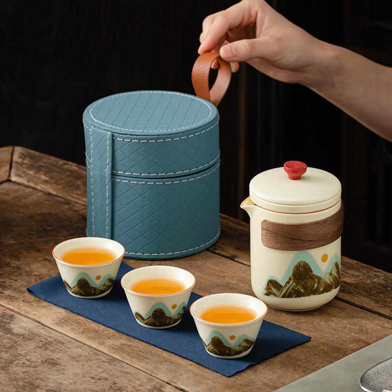 Retro Kung Fu Tea Set Travel Tea Set Portable Outdoor Quick Cup Enterprise Tsingshan Teapot