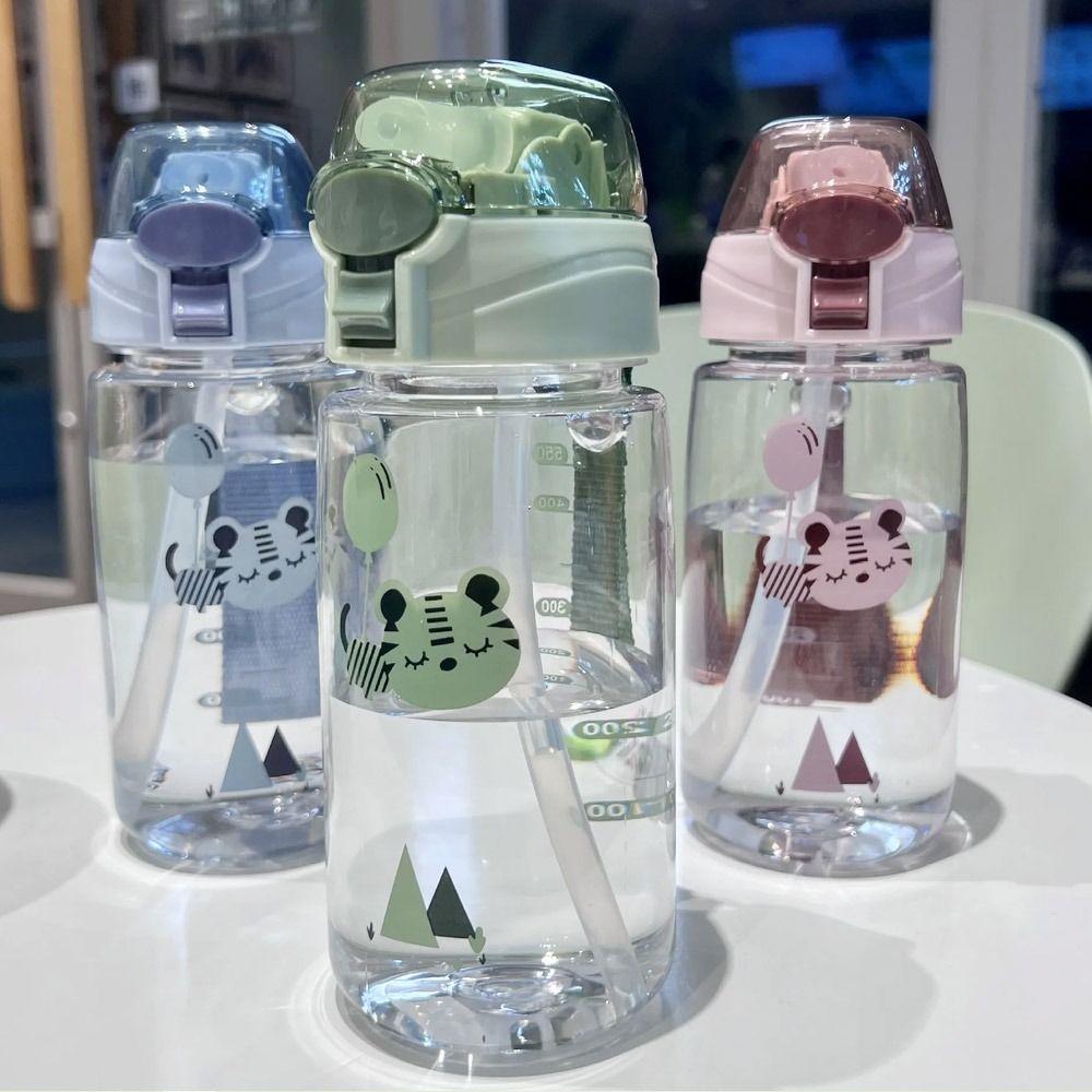 550ml Cute Cartoon Baby Bottles Drinking Cup Feeding Bottle with Straw Gravity Ball Wide-Caliber Drinking Milk Dual-Use Bottle