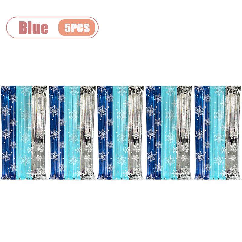 1-10PCS Christmas Snowflake Tassel Curtain Shimmering Foil Backdrop Sparkling Decor for Party Wedding Stage and Photography Prop