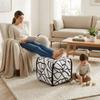 Soft Upholstered Ottoman Stool Linen Fabric Shoe Changing Stool Footrest Low Stool  Household Use