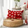AVOIN colorlife Valentine's Day White Love Heart Throw Pillow Cover, 12 x 20 Inch Red Anniversary Wedding Cushion Case Decoration for Sofa Couch