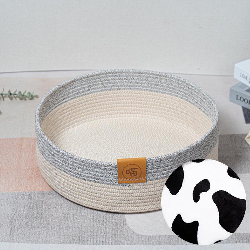 Universelles Katzennest für alle Jahreszeiten, kratzfestes und bissfestes aus Baumwollseil gewebtes Katzenkratzbrett-Nest-Katzenbett