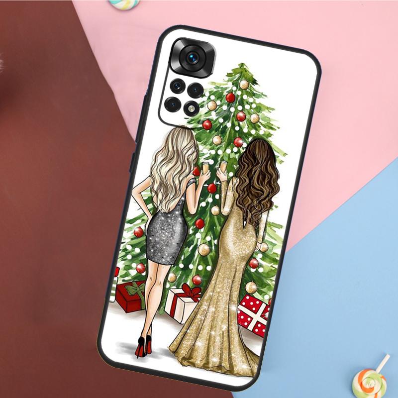 Fashion Girl Merry Christmas Case For Xiaomi Redmi Note 11 Pro 11S 8 9 12 10 Pro 10S 9S Redmi 9 10 12C 9C 10C Back Cover