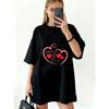 Black Oversized T Shirt With Love Is Valentines Heart Print For Valentine's Day
