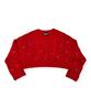 Bonseullipi Snow Pearl Stud Cable V-Neck Crop Knit (Red)