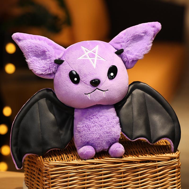 25Cm Demon Bat Halloween Plush Toys Four-Color Dark Series Bats Cartoon Soft Model For Boys Or Girls Christmas Halloween Gifts