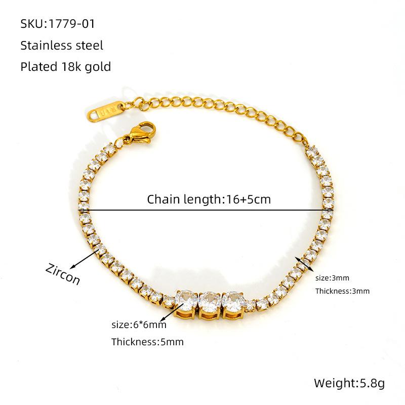 2026 European and American Zircon Tennis Chain Bracelet Women's Full Diamond Ins Niche Design Light Luxury High-end Jewelry