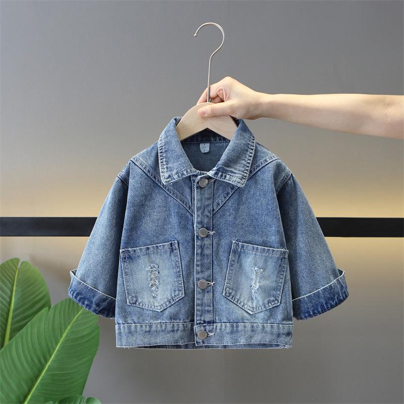 Girls' Bow Denim Jacket - 2024 Autumn Korean Style Casual Top