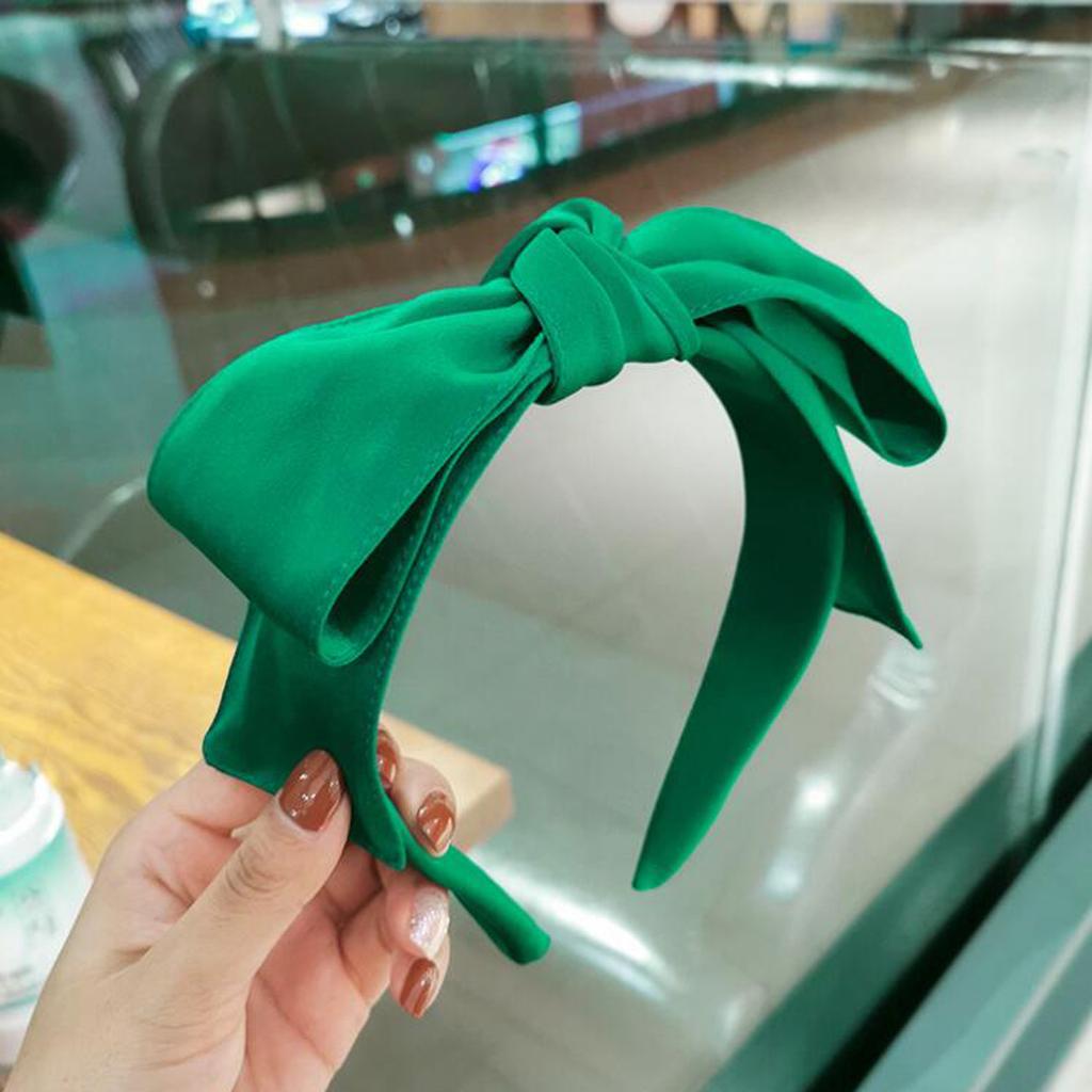 PROLY Novo Acessório de Cabelo Feminino da Moda Faixa Larga com Laço Grande Cor Sólida Faixa de Cabelo Aro de Cabelo Adulto Verão