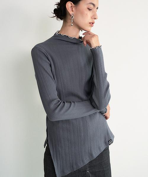 Ed Mang 004 Cut-Out Low Neck Rib Knit (Gray) Grey/Fresh
