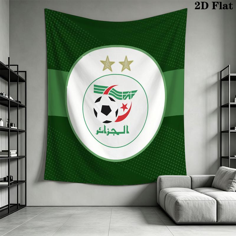 Algerian Football Wall Tapestry Aesthetic Wall Hanging Printed Fabric Blanket Decorative Tapestries for Bedroom Living Room Home Decor
