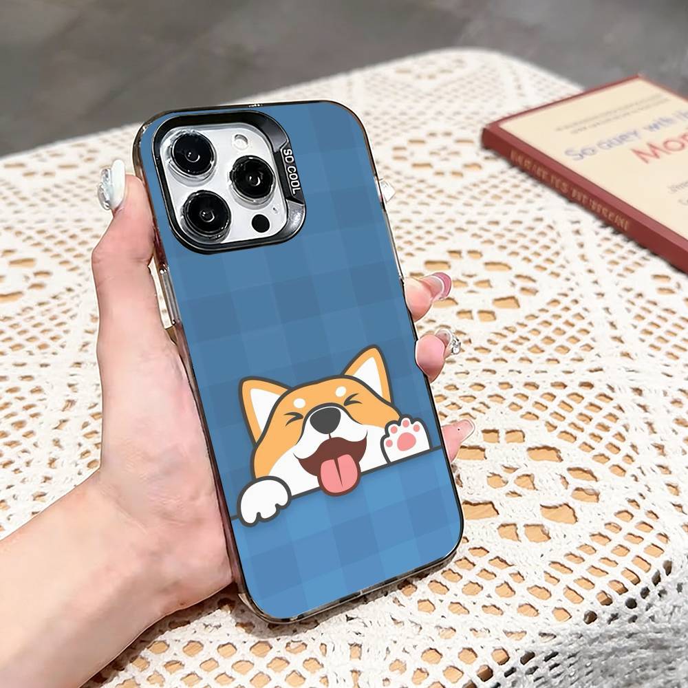 c-Corgi Pet Cute Dog Cartoon  Phone Case For iPhone 17,16,15,14,13,12,11 Plus,Pro Max,XS,Colored silver phone case