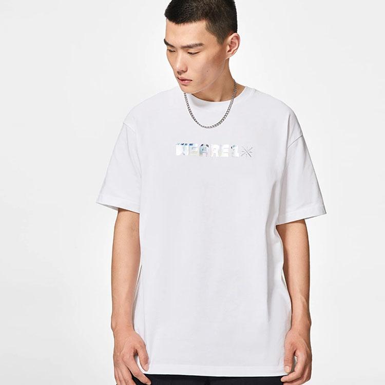 Li-Ning x Glare Artist Collab Abstract Back Print Loose Round Neck T-Shirt Unisex Tops White AHSS643-2