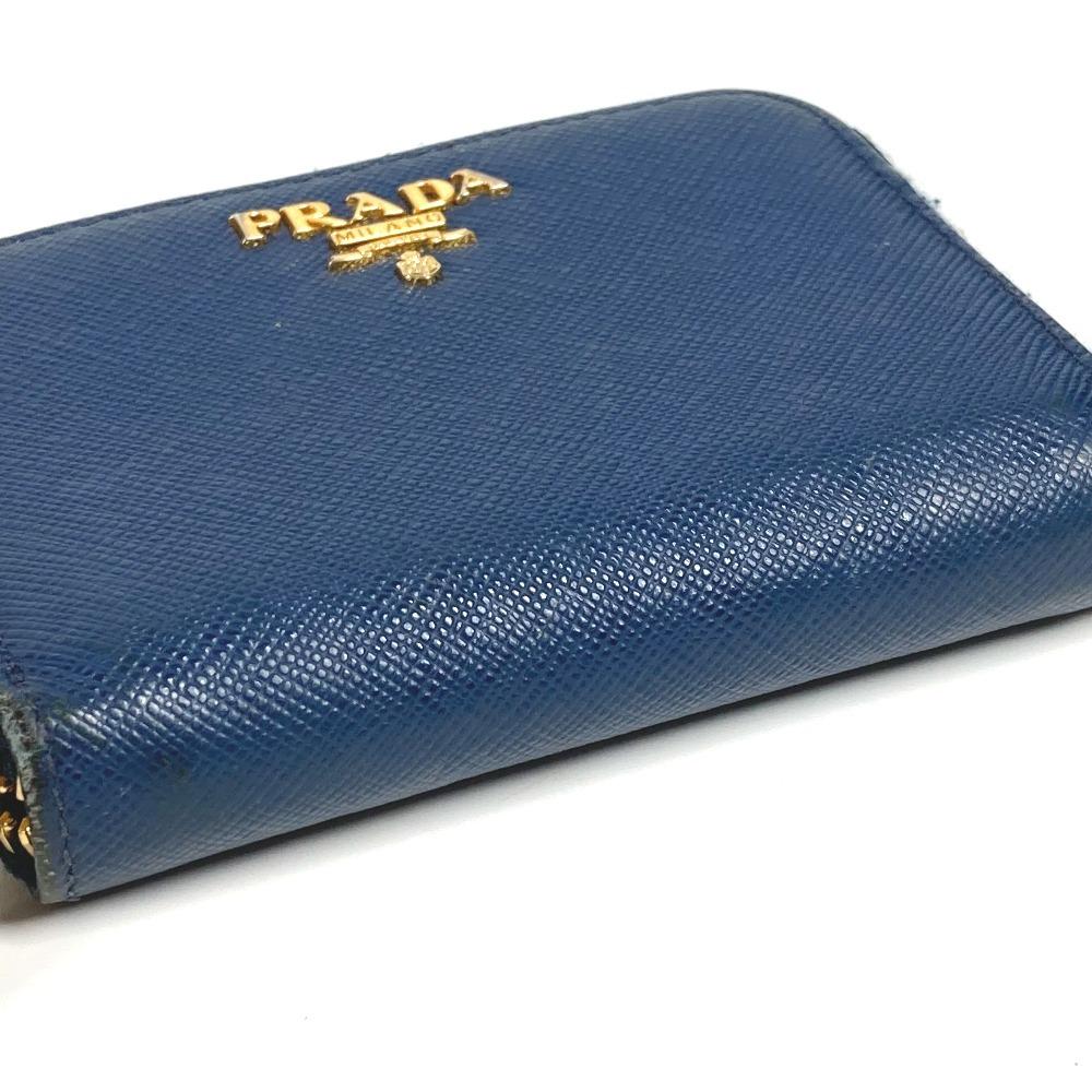 Prada 1MM268 Safiano Logo Wallet Coin Compartment Zip Around Coin Purse