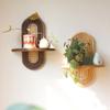 New Handmade Rattan Flower Shelf Boho Style Geometric Wall Mounted Shelves Decorative Floating Shelf Home Decor