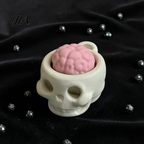 Tactile Sensory Tools for Students 3D Printed Skull Brain Keyboard Clicker, Stress-Relief Keytop Bag Fidget Gadget Charm, Creative Focus Aid