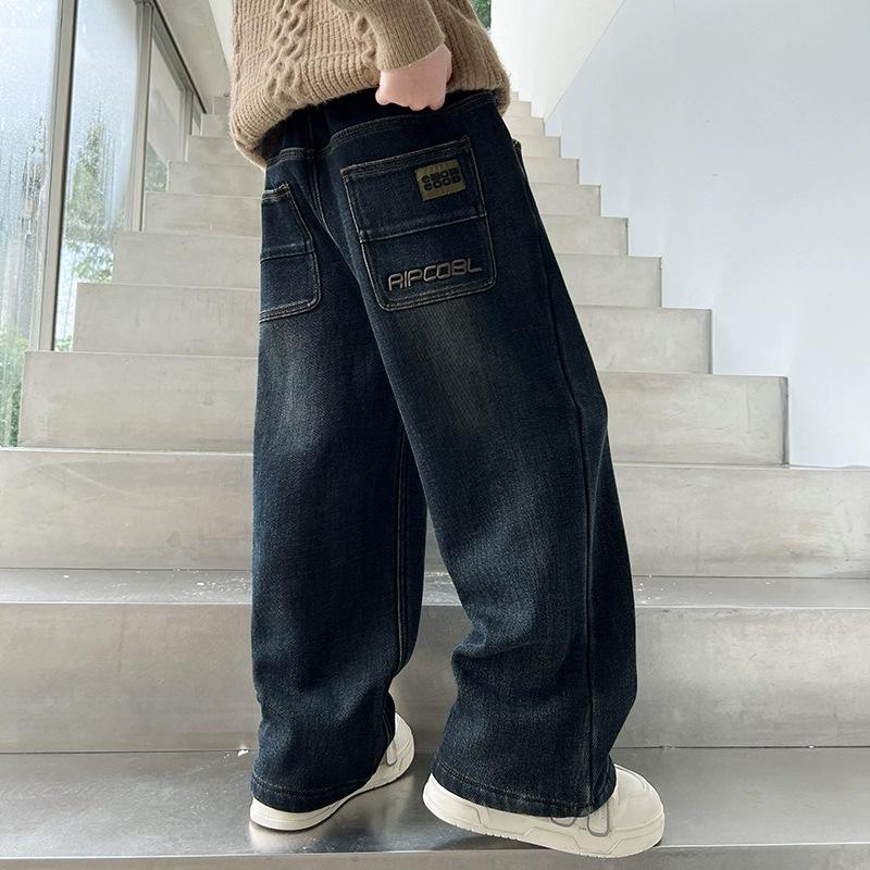 Jongens Casual Wijde Rechte Wijde Pijp Denim Lange Broeken Tieners Kinderen Broeken