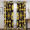 Luxury Gold Black Abstract Greek Key MeanderOn Sale Window Curtains for Kids Bedroom Living Room Kitchen Door Home Decor 2Pieces