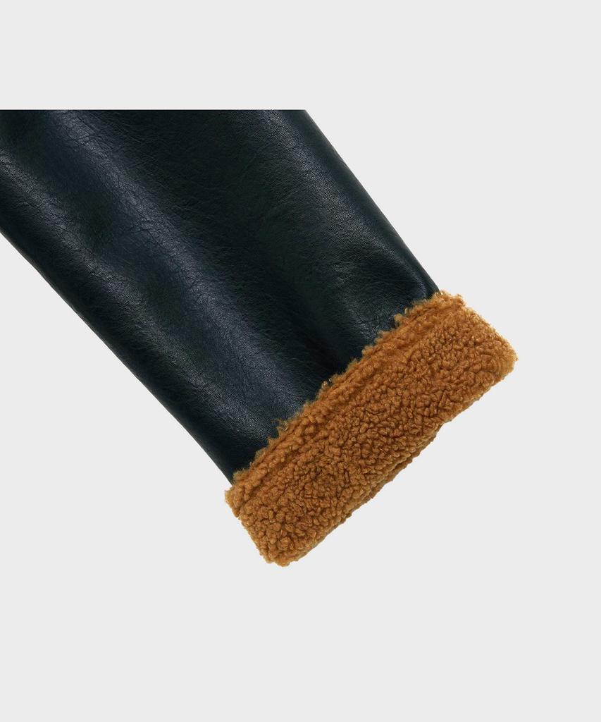 Ffeff Studio Leather Shearling Jacket (Dark Green)