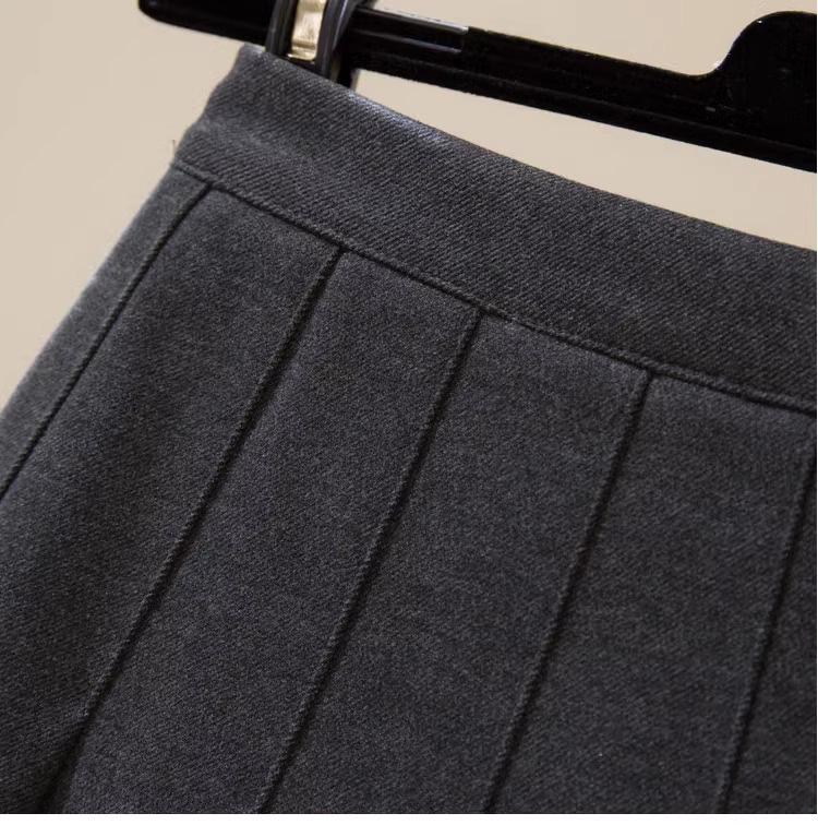 Women's Wool Pleated A-Line Skirt - Autumn/Winter 2025 - High Waist, Slim Fit, School Style, Thick JK Short Skirt