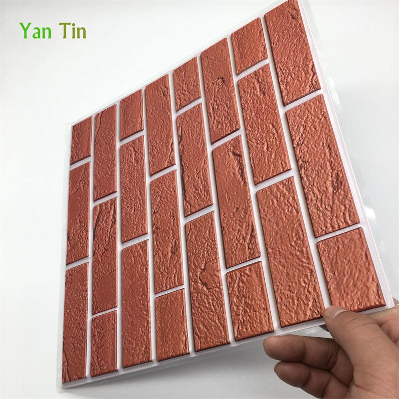

3D тисненый узор из красного кирпича, тисненая наклейка на стену, ресторан, шкаф, плитка, линия талии, настенные наклейки, наклейки для дома, сделай сам, ПВХ, искусство