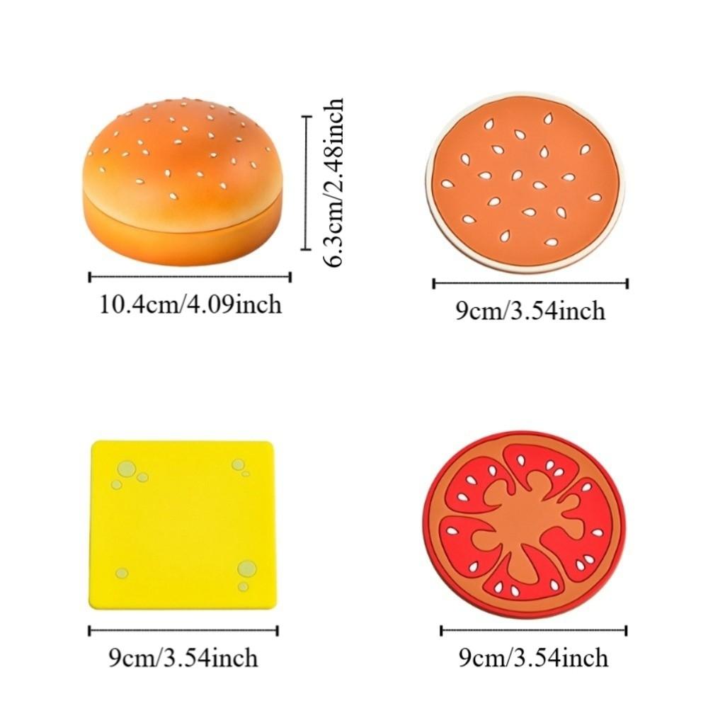 Non-slip Hamburger Coaster Set Creative Reusable Burger Cup Mat Heat-resistant Ornament Hamburger Drinks Pads Kitchen Use