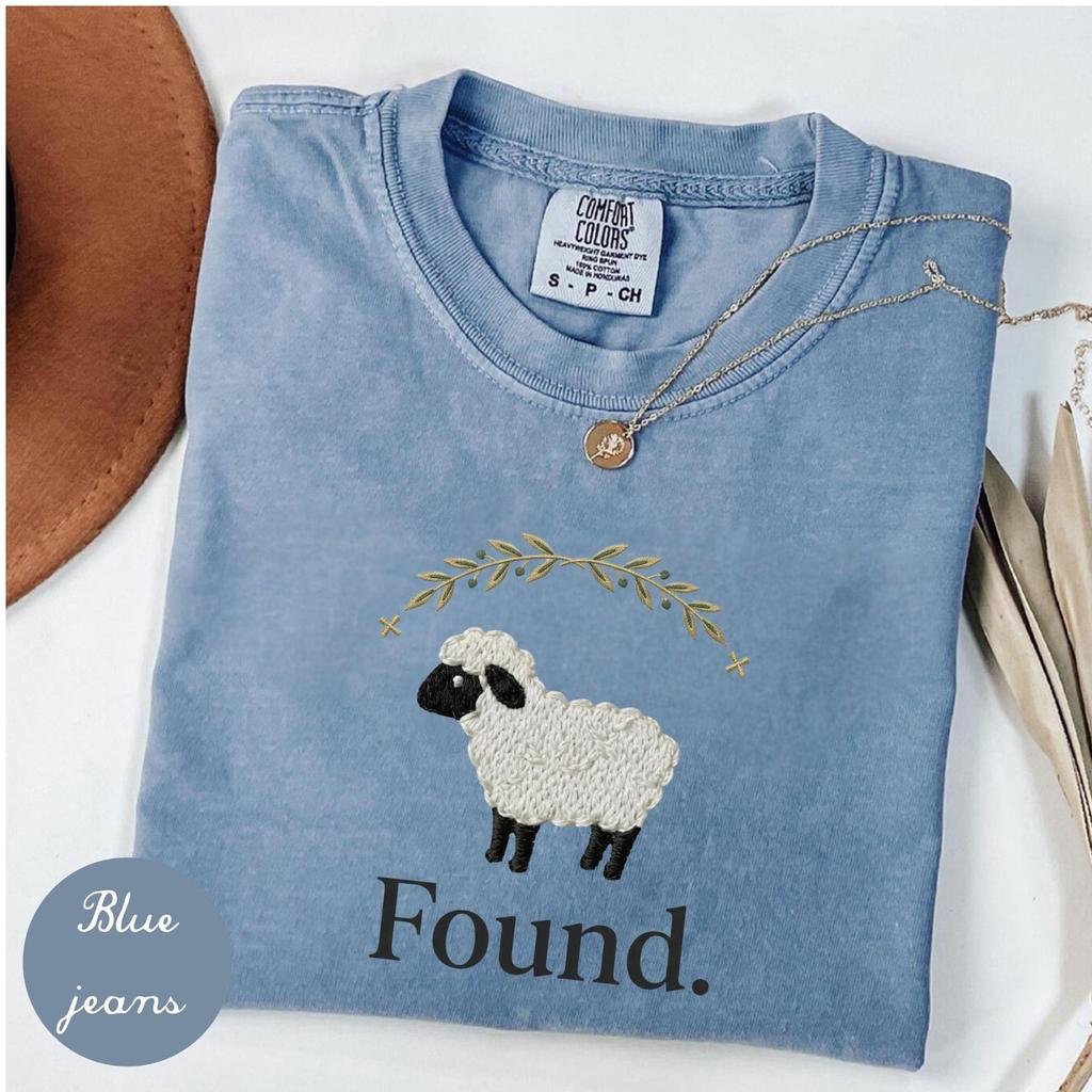 Christian Psalm 23 Lamb print shirt, Found Sheep Faith Tee, Comfort Colors Easter Church apparel, minimalist Bible verse animal graphic tee