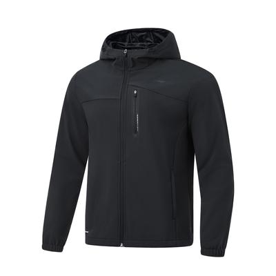 Serie Fitness Color Sólido con Capucha Forro Polar Grueso Chaqueta Deportiva para Hombre Chaqueta Negra AFDT631-1