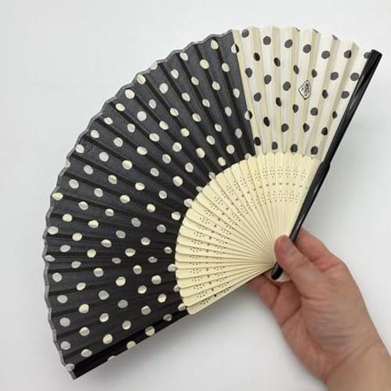 Kyosuke Silk Fan Pouch Takehisa Yumeji Polka Dot Black Approximately 21cm Mens Womens Pattern Souvenir Japanese Crafts Gift K-116