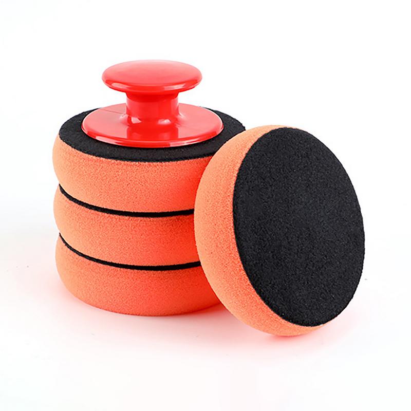 5pcs Set Car Wash Wax Polish Pad Auto Wax Applicator Pad With Handle Sponge Applicators Foam Wax Pad Car Detailing Supplies