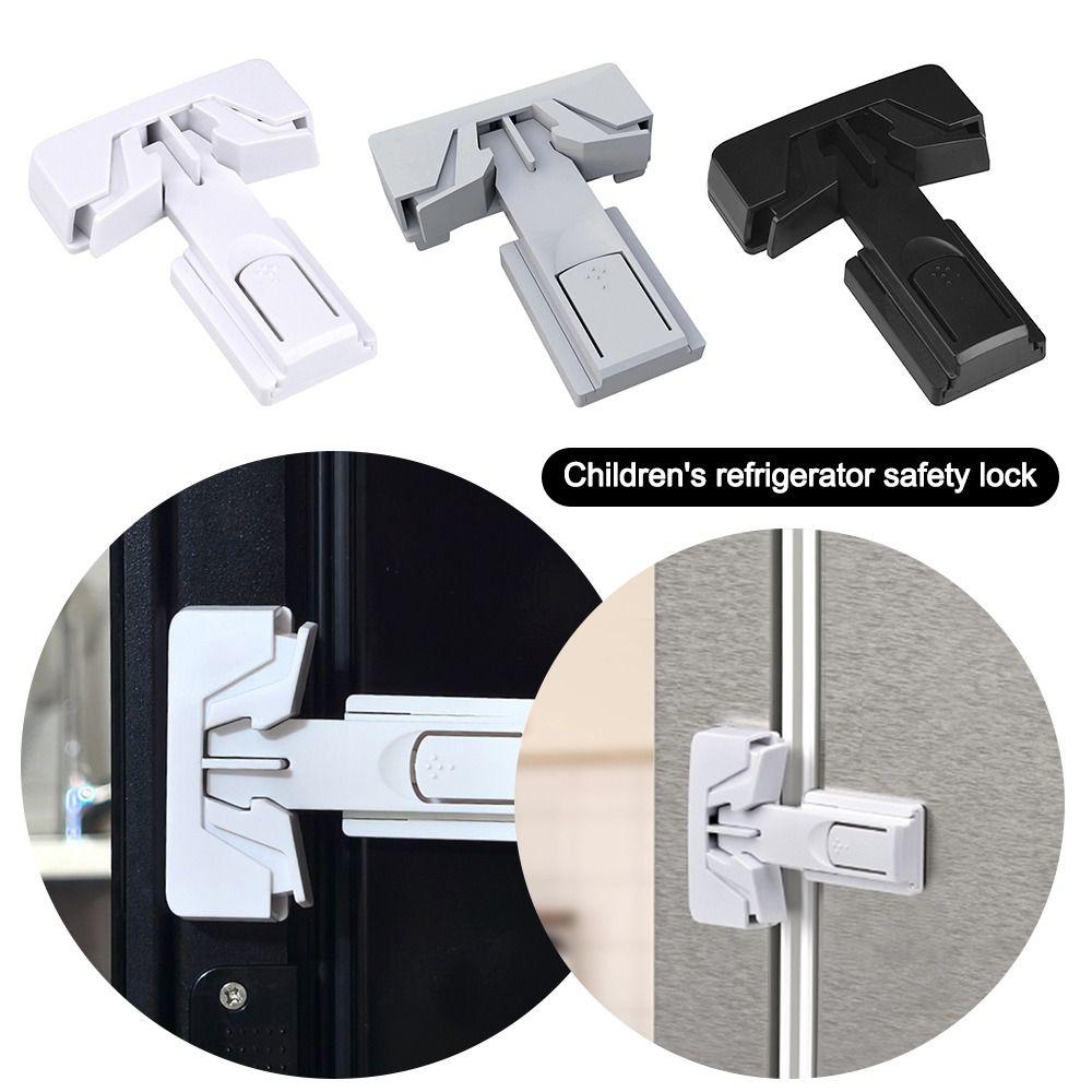 Trava de Segurança Anti-beliscão para Geladeira Autoadesiva em Ângulo Reto Fixação Forte Trava para Porta de Armário